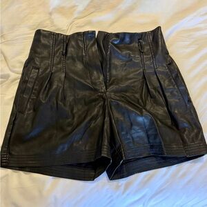 Black Pleather Women Shorts